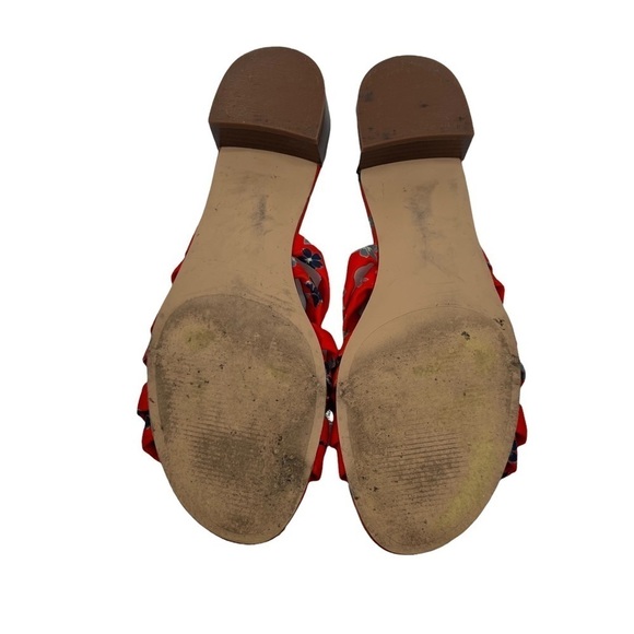 Nine West Red Floral Slip-On Block Heel Sandals Size 8 1/2 Women’s - Picture 9 of 9